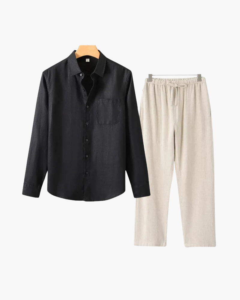 Conjunto de lino Old Money (manga larga)